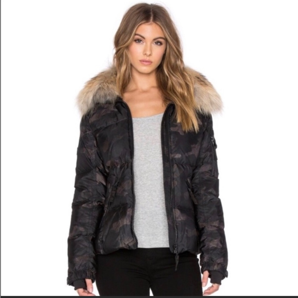 SAM. NEW YORK Camo Fur Freestyle Jacket (XS)